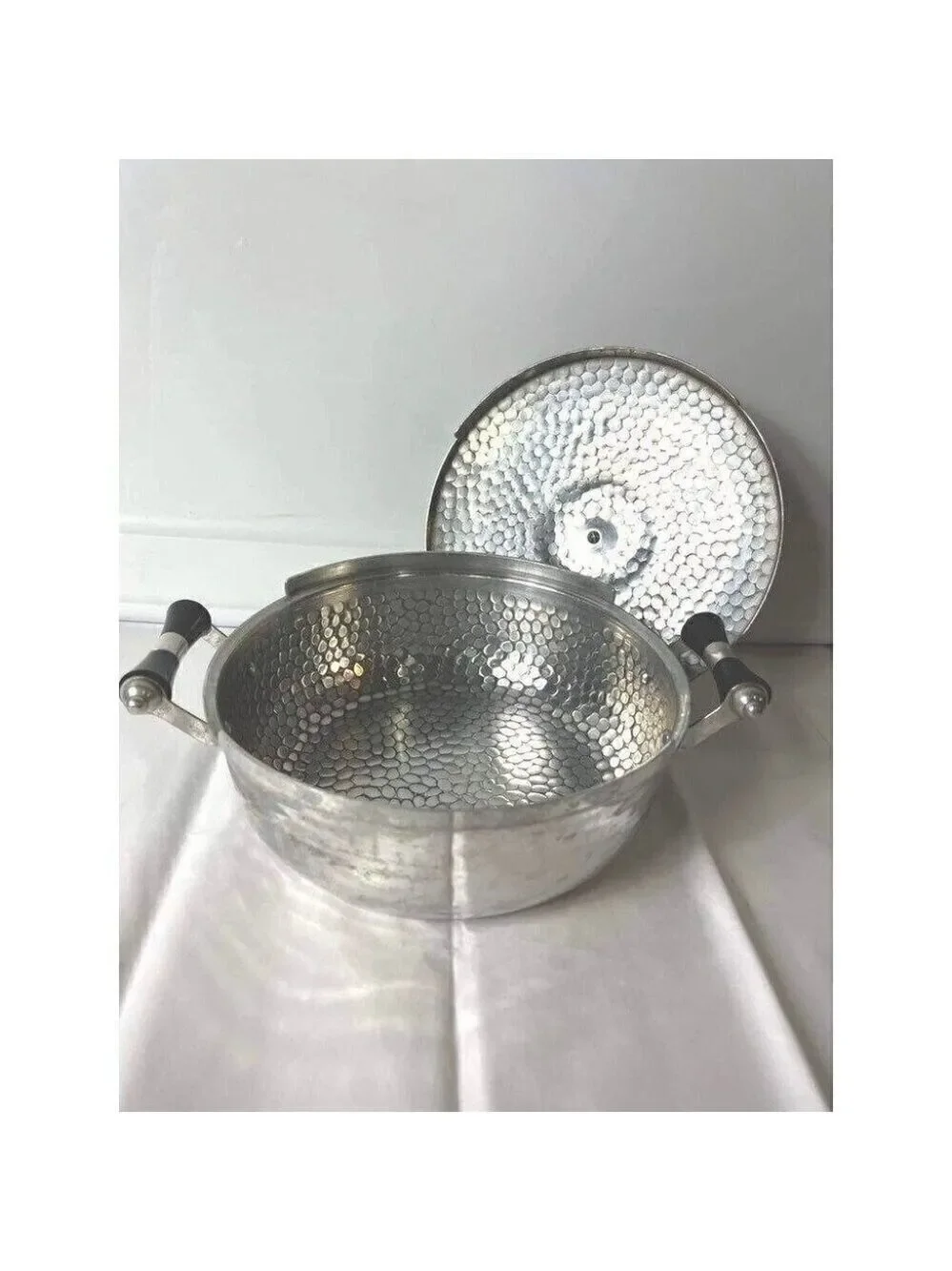 Vintage 1950s Hammered Aluminum Casserole Dish with Lid